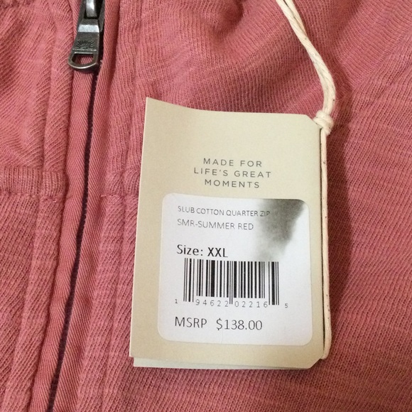 Faherty Men’s Slub Cotton 1/4 Zip Summer Red Sweater Size XXL - Picture 8 of 10